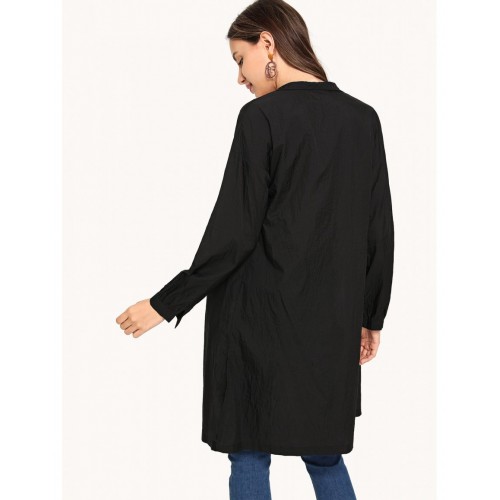 Solid Drop Shoulder Longline Shirt