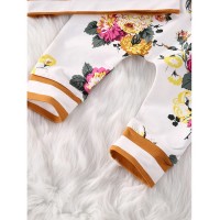 Baby Floral &amp;amp; Letter Print Hoodie With Pants