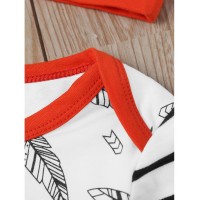 Baby Feather And Stripe Print Tee &amp;amp; Pants &amp;amp; Hat